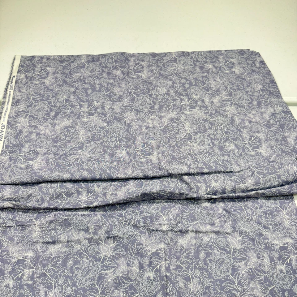 tecido joann cinza roxo vaso sanitário floral acolchoado algodão 43x145 4 jardas calico - Imagem 3 de 4