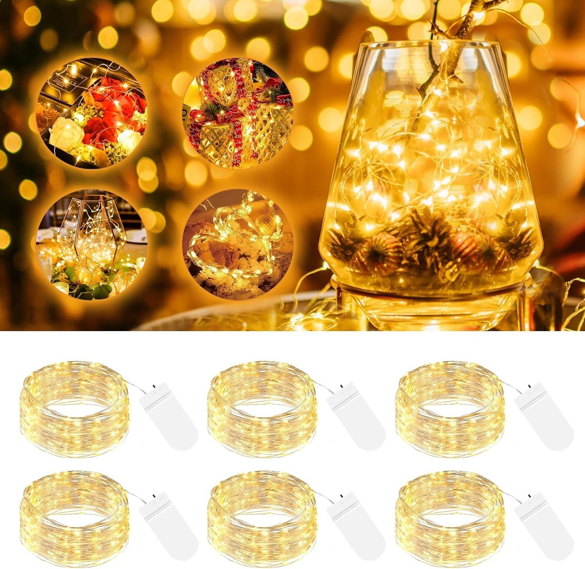 Partenopea Catena luminosa di 200 microled 20 METRI led ad energia solare con picchetto a pannelli da esterno per albero di Natale decorazioni eventi matrimoni feste (Cavo Verde 20 Metri luce fredda