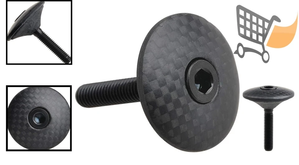 Auriculares de ciclismo de fibra de carbono de 1 1/8" vástago tapa superior M6x35 mm perno de titanio Foto 2 de 4