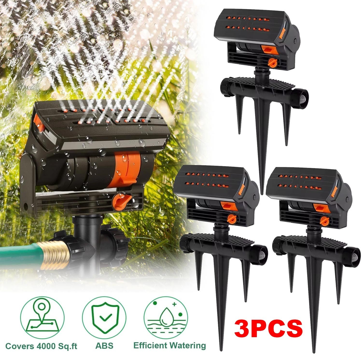3X Garden Lawn Sprinkler Auto Spray Grass Watering Irrigation System Patio Yard