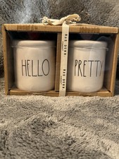 Rae Dunn Hello Pretty 2 Small Canister With heart Knob