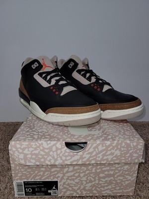 Nike Air Jordan 3 Men's Size 10 Retro Black/Rush Orange-Fossil Stone CT8532 008