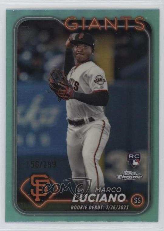 2024 Topps Chrome Update Rookie Debut Aqua Refractor 156/199 Marco Luciano 0rd2