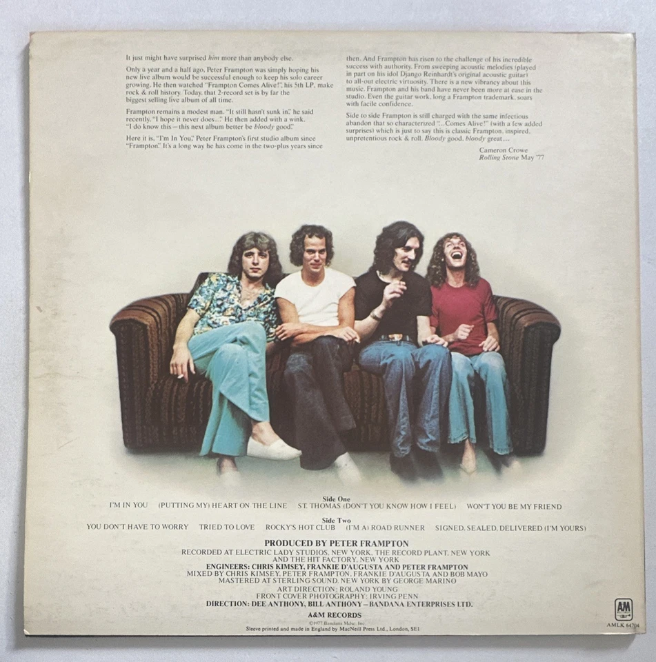 Peter Frampton – I'm In You  12"  Vinyl Album A&M Records EX / EX Condition - Image 3 of 4