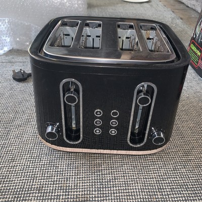 Asda Black And Wood Toaster Slice Matt Black Scandi 4-Slice Toaster