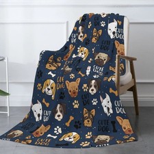 Cute little dog flannel blanket, soft and comfortable flannel blanket