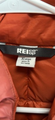 REI Co-op Down Jacket Rust XLarge Packable Puffer Outdoor Hiking Camping