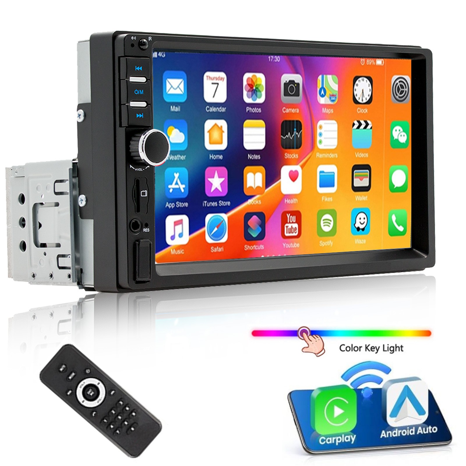 Autoradio Carplay Android Auto 1 Din 7" Touch Screen