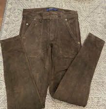 Brown Polo Ralph Lauren 100 Lamb Suede Skinny Pants preppy