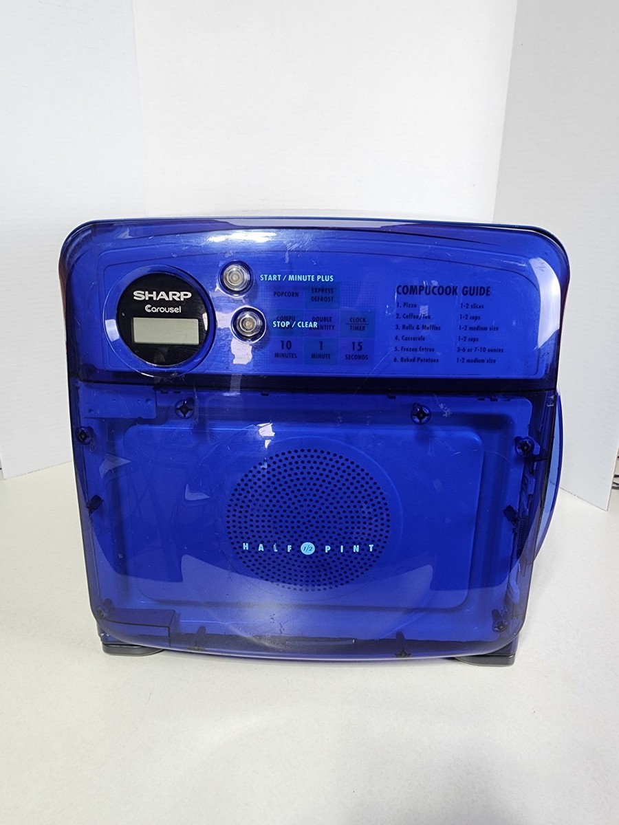 Vtg Sharp Carousel Half Pint Compact Microwave Oven R-120DB Blue