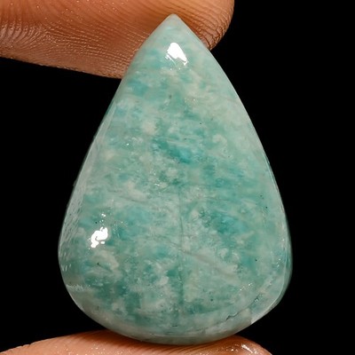 100% Natural Amazonite Pear Shape Cabochon Loose Gemstone 23 Ct 26X18X6mm UG1566