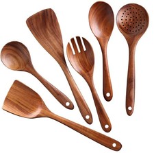 Wooden Spoons for Cooking ,Non stick spatula utensil Set Non-stick cookware, ...