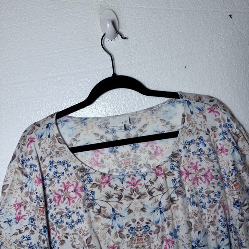 Maglione donna J. Jill taglie forti 3X floreale scollo a scoop elasticizzato maniche a 3/4 - Foto 4 di 11