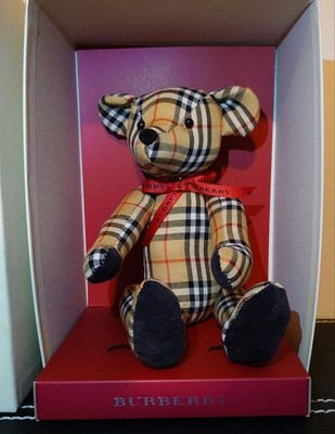 BURBERRY 1999 Bear Collection テディベア Burberry Teddy Bear Plush Beige Black Check Pattern Ribbon Vintage