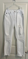 Kancan Women's White Denim High Rise Distressed Raw Hem Skinny Jeans Size 7/27