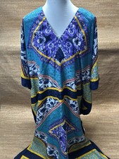 Vintage MUMU 2X SANTE HOUSE DRESS Kimono, Blue, Purple, Yellow