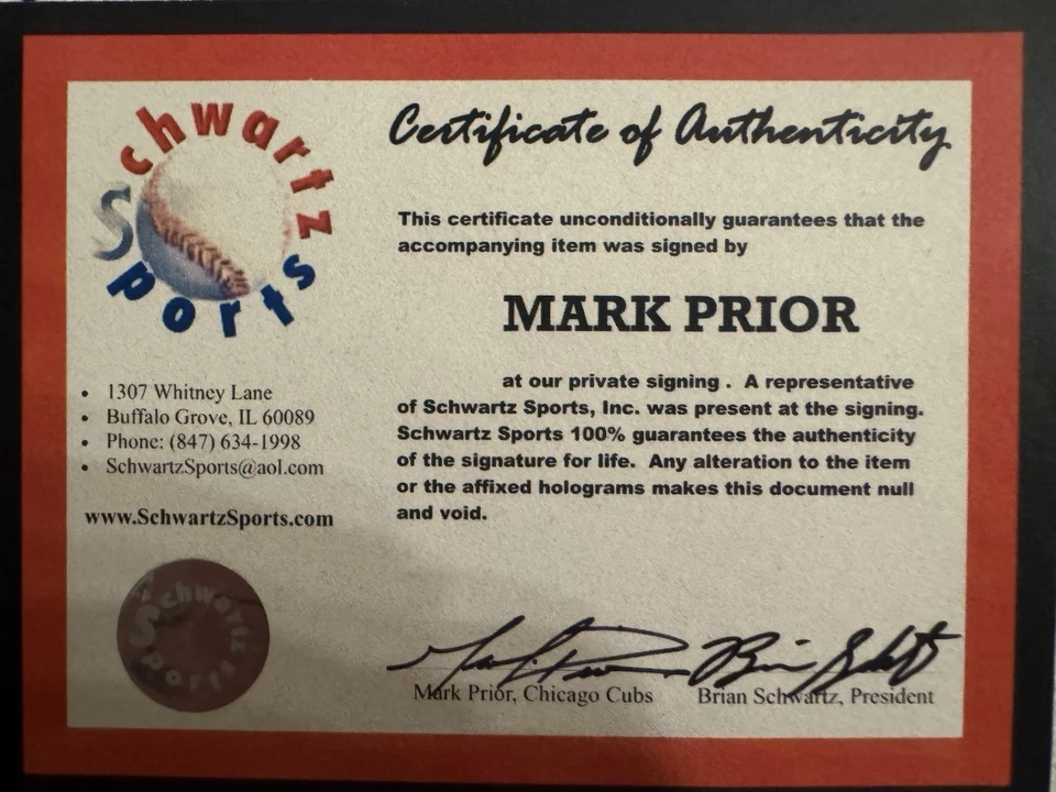2 FOR 1 = (2) Autographed Mark Prior Chicago Cubs Jerseys -With COA HOME &AWAY - Image 2 of 4