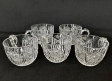 AMERICAN BRILLIANT CUT GLASS PUNCH CUPS (5) POSSIBLY UNGER BROS.HOBART C.1900