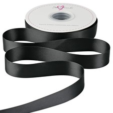 Black Double Faced Satin Ribbon 1 Inch x 50 Yards Gift Wrapping Craft Bows