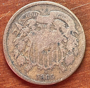 ** 1865  ** TWO CENT ** RARE DENOMINATION ** LOW MINTAGE