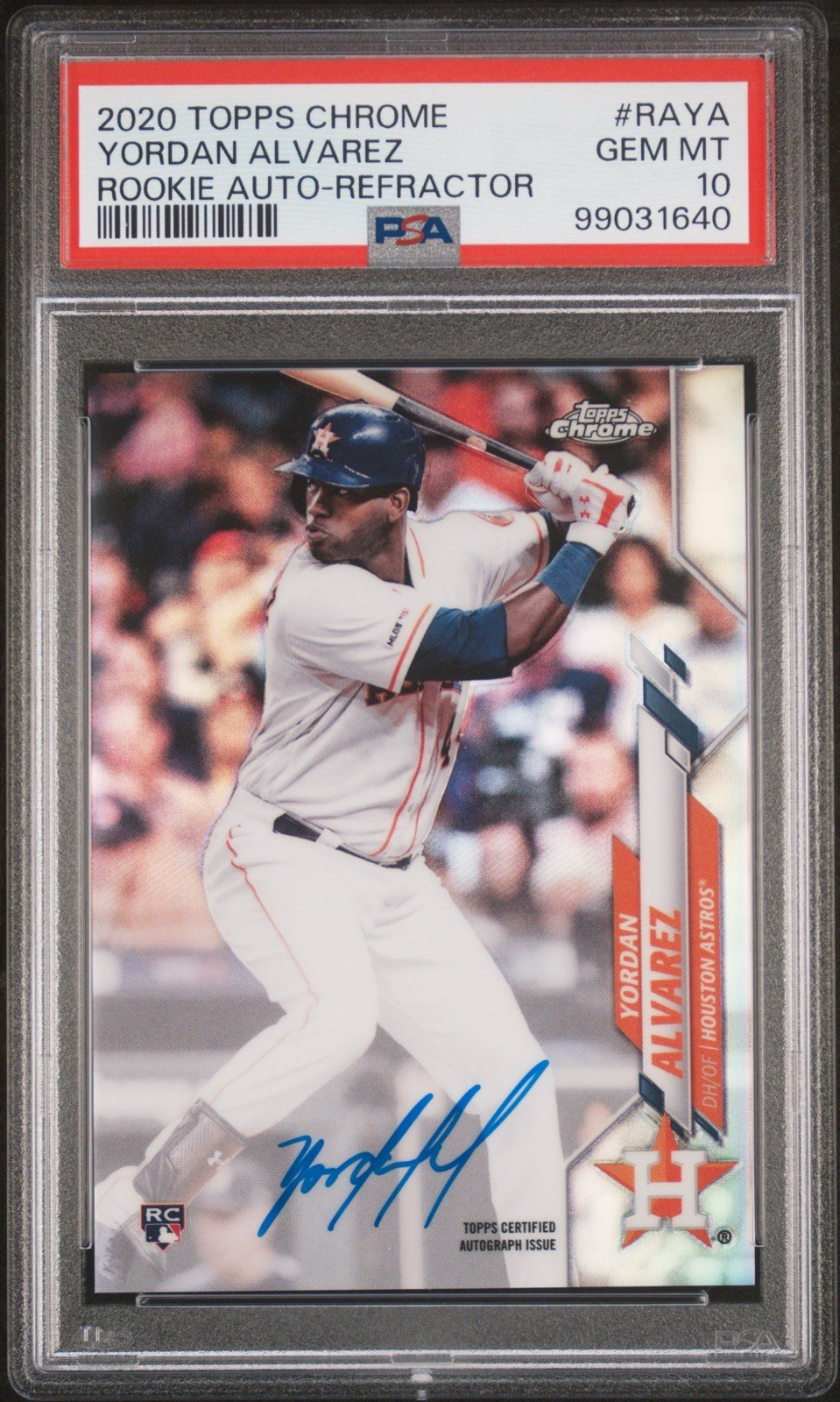 2020 Topps Chrome Yordan Alvarez Rookie Auto Refractor /499 PSA 10