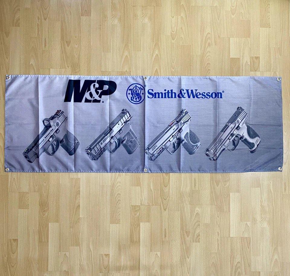Smith & Wesson Banner M&P 2.0 Metal Shield Equalizer Pistol Guns Flag Poster 2x6