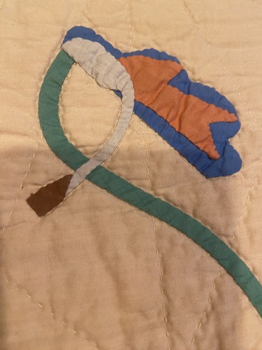 Vtg Quilt-1934 Ohio Signed Hand Appliqué Quilt With Abstract Pattern - Picture 21 of 24