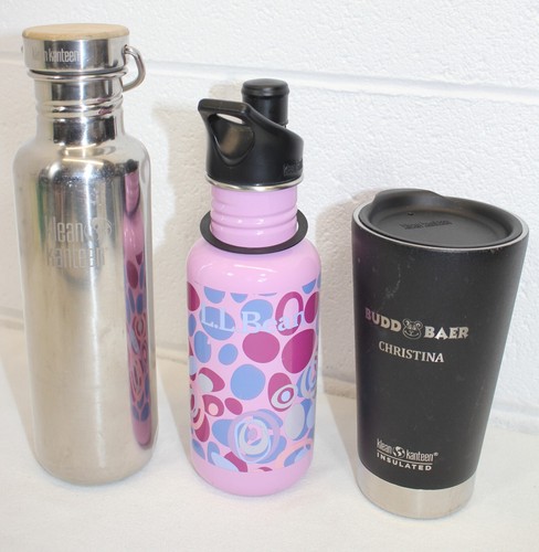 Lot of 3 GENUINE Klean Kanteen Stainless Steel Water 2x Bottles & 1x Tumbler Mug