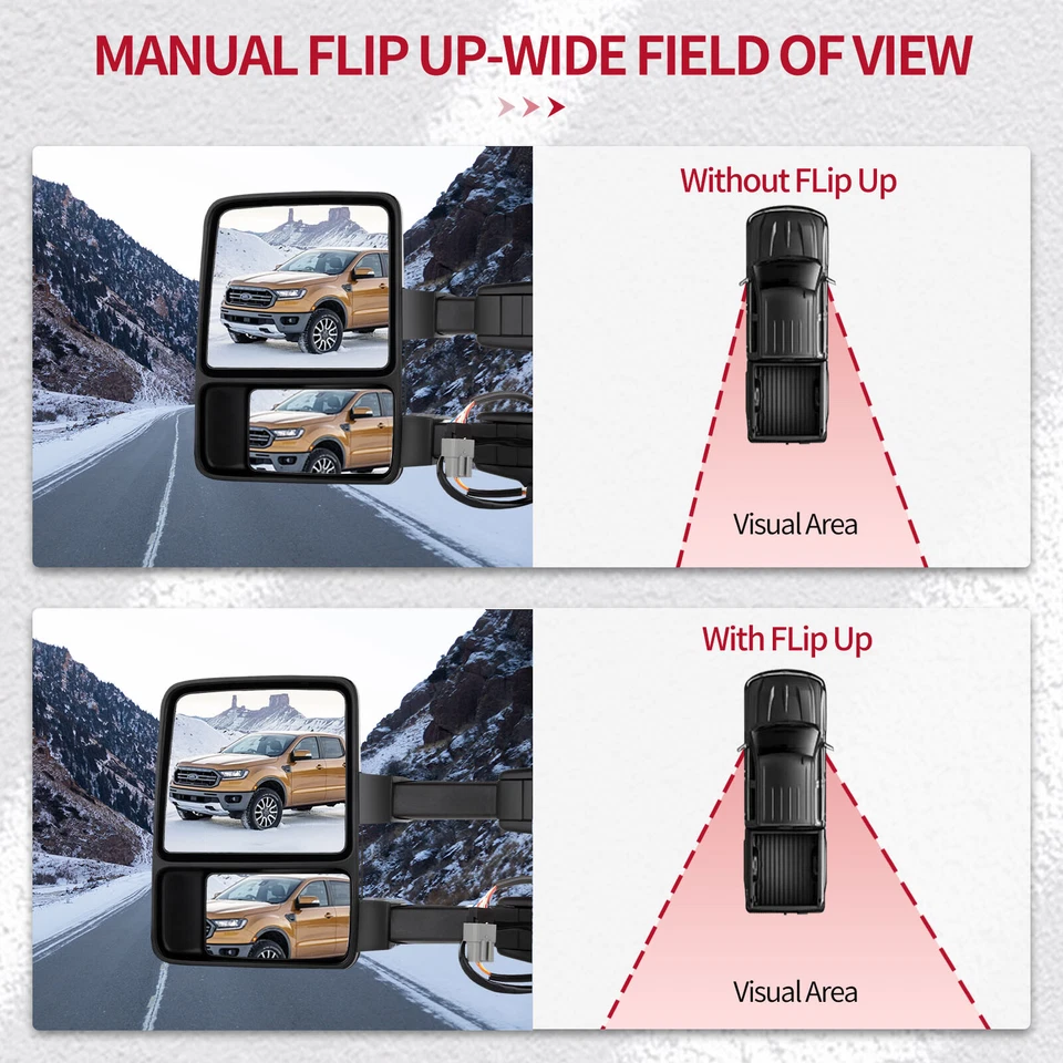 Chrome Mirrors Pair For 99-07 Ford F250-F550 Super Duty Tow Power Heated Signals Foto 2 de 4