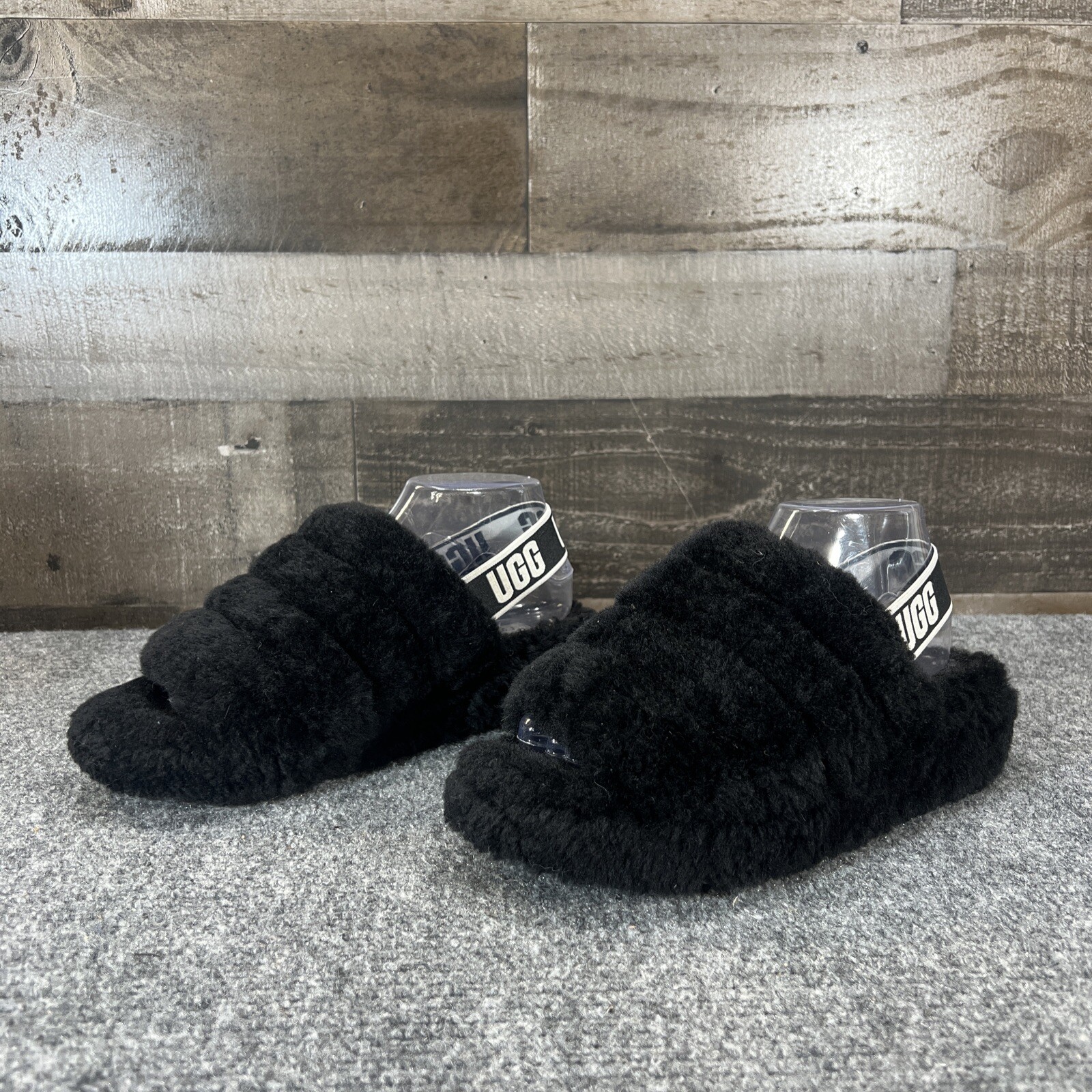 Black Ugg Slipper Fluffy Ugg Sliders Black Fluffy Ugg Slippers