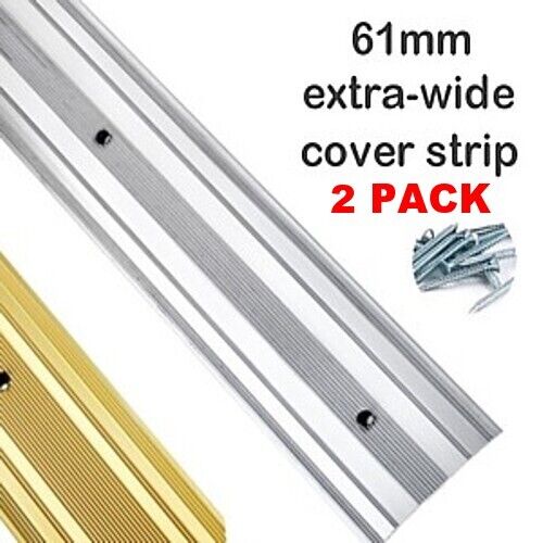 Extra wide carpet cover strip 61mm wide Silver or Gold 900mm (3') long PACK of 2 - Picture 1 of 3