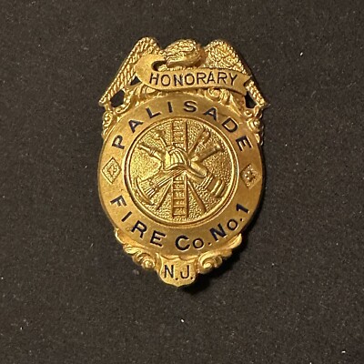Antique c1910 Fire Department Badge Palisade New Jersey 