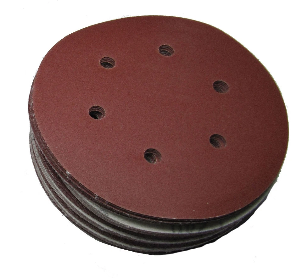 RDGTOOLS 50X 6 Inch 125mm Round Sander Sandpaper 6 Hole Hook and Loop Disk Sand Sheets