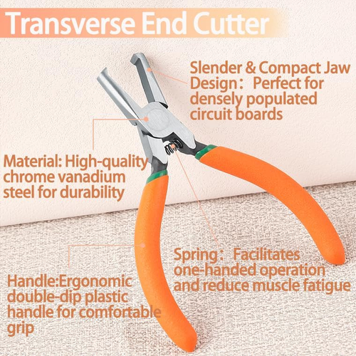 5-Inch Transverse End Cutter SMT/SMD Chip Cutters Side Cutting Pliers Front Angl - Picture 2 of 12