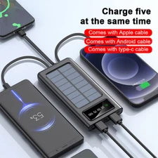 10000mAh USB Portable Charger Solar Power Bank For Cell Phone 4 Output Ports