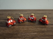 4 Vtg Blown Glass Classic Car Ornaments