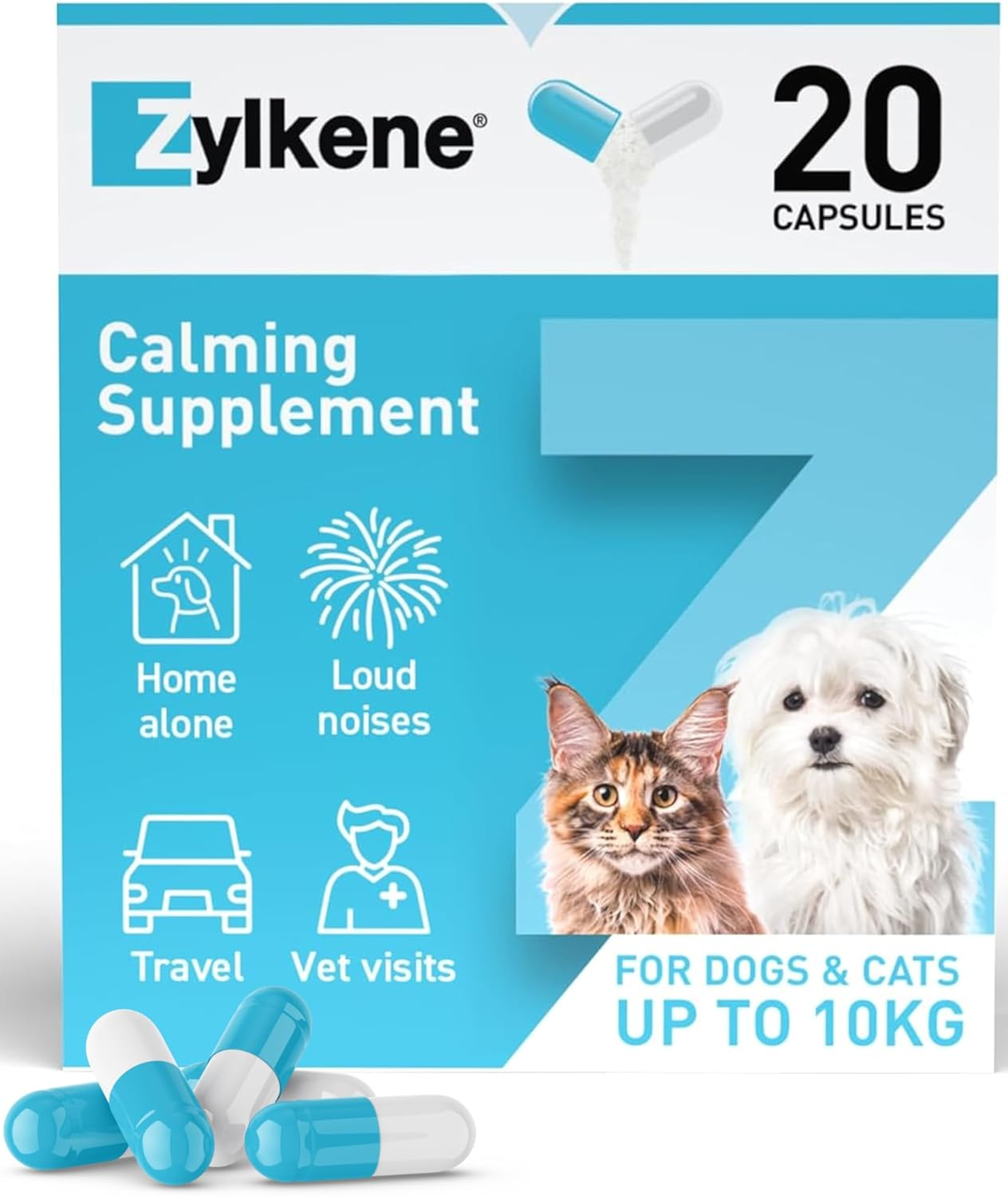 Zylkene Calming Supplements for Cats & Dogs up to 10Kg 75Mg | Promotes Relaxatio