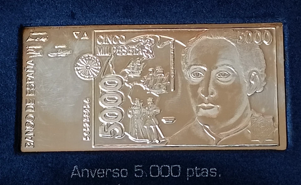 SPAGNA  SERIE DI BANCONOTE  PESETAS IN LAMINA DI ARGENTO PURO 0.999 - Immagine 4 di 4