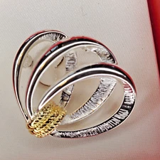 Vintage 1980's Napier Twisted Knot Silver Gold Tone Brooch 1.25" NEW OLD STOCK