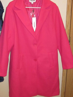NWT Vigoss Hot Pink Two Button Peacoat Lined Sz. Med Lovely