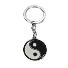 Yin Yang Yinyang Reversible Pendant Keyring Keychain Key Ring Chain 3.4" x 1.25"