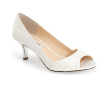 85 Nina Women's Ivory Satin Carolyn Peep Toe Pump Shoes 6M toc22