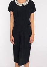 VTG Phoebe  Dress  Wednesday Addams Midi Bohemian  Gothic Dress S/XS W-27”
