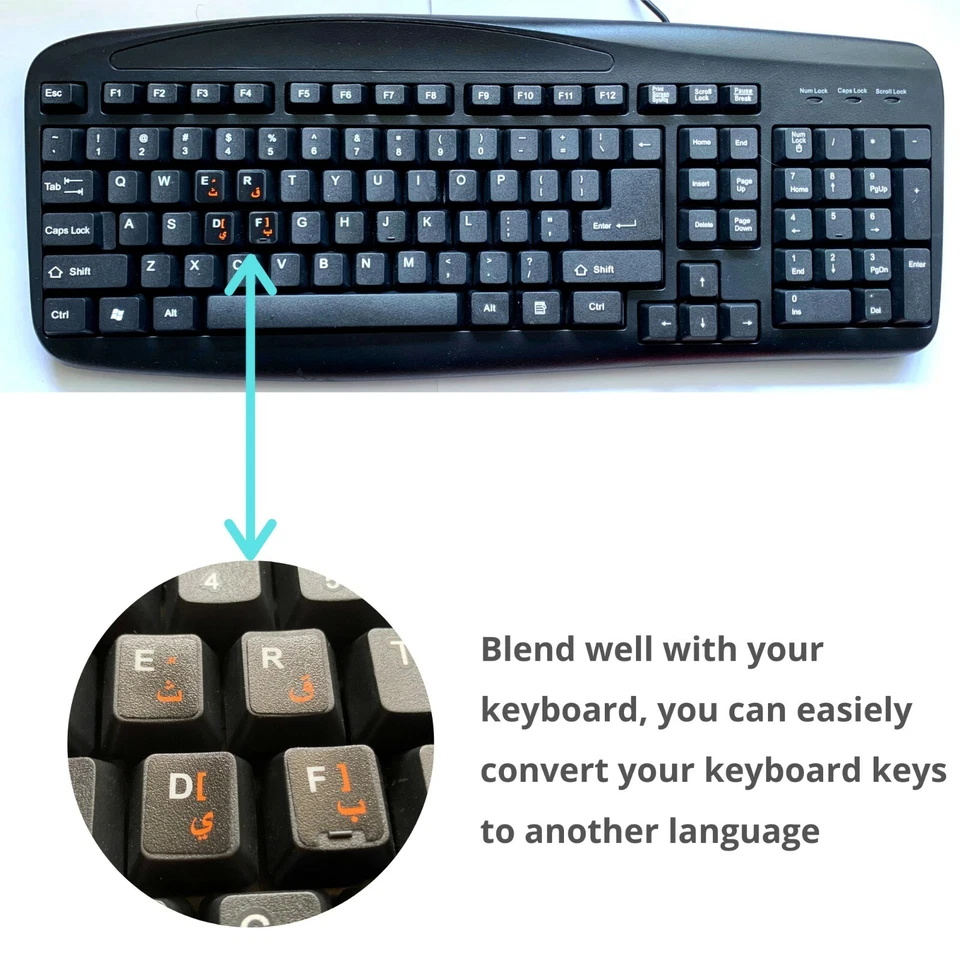 2 PCS Arabic keyboard stickers Waterproof Replacement Computer Laptop Orange - Image 3 of 4