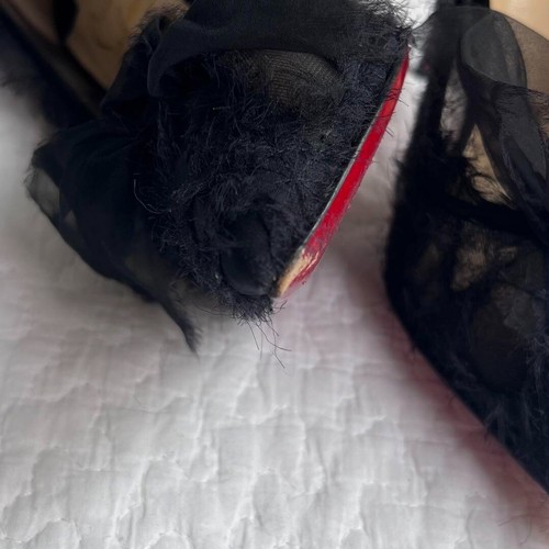 Christian Louboutin Toufrou Zapatos de salón de organza de gamuza negros UE 35 auténticos usados - Imagen 8 de 11