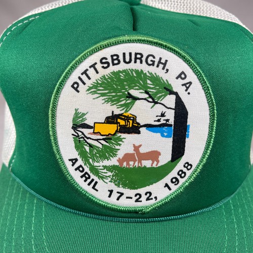 Pittsburgh PA 1988 Mütze Herren Einheitsgröße grün Vintage Snapback Trucker Cap Young An - Bild 5 von 10