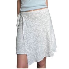 John Galt Brandy Melville Genevieve white/blue floral wrap skirt one size