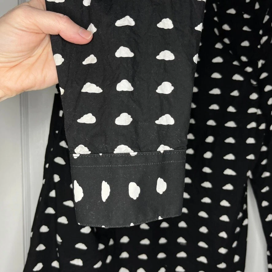 Camicia uomo Kenzo Paris 38 15 nera stampa nuvola manica lunga bottoni slim fit