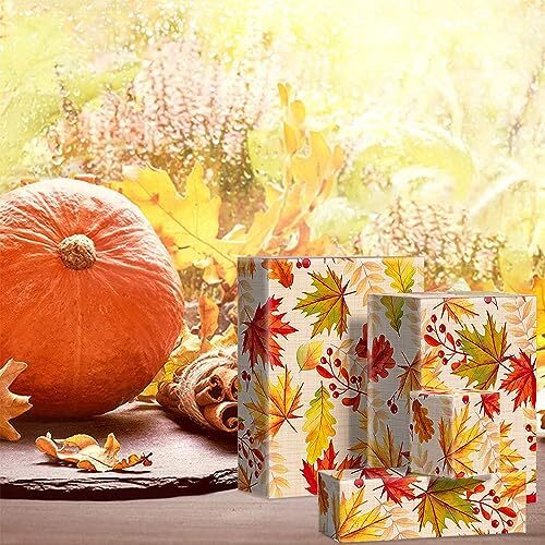 Sheet, 6 Sheets Maple Leaves Wrapping Paper Flat Thanksgiving Wrapping Paper - Picture 6 of 8