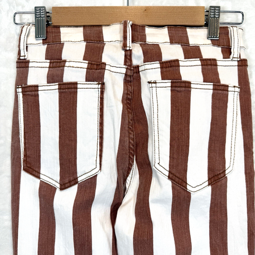 Saints & Hearts Jeans Flare Bell Bottom Striped High Rise Brown White S - Picture 11 of 12